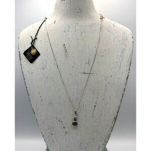 Sterling Silver Celtic Necklace With Spiral Pendant & Green Stone Accent